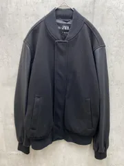 ZARA ザラ メルトン 切替 スタジャン ボンバージャケット sizeUSA L/黒 ■◇◎メンズ