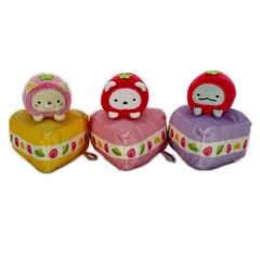 San-x 3点 まとめ売り すみっコぐらし ケーキのいちごになりきりぬいぐるみ ぬいぐるみ