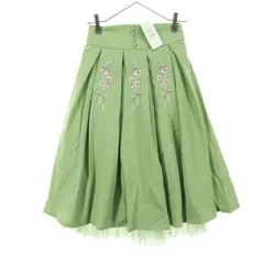 未使用 axes femme アクシーズファム 刺繍 花柄 ミディ丈 スカート M ライトグリーン レース レディース 古着