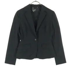 INED イネド 日本製 ウール混 長袖 テーラードジャケット 7 ブラック レディース 古着