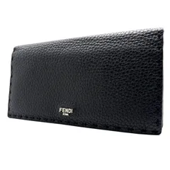 美品 FENDI フェンディ セレリア ピーカブー 長財布 ロングウォレット ブラック 黒 カーフレザー 7M0268 二つ折り財布 コンチネンタル ステッチ シルバー金具 メンズ レディース ユニセックス ギフト 贈り物