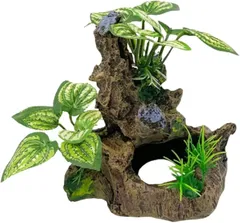 All Trust 水槽 オブジェ 流木 アクアリウム 爬虫類 両生類 亀 隠れ家 (グリーン)