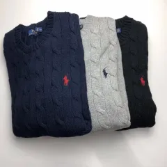 ポロ ケーブル編み ラウンド ニット ユニセックス