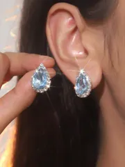 ジュエリー レディース イヤーアクセサリー レトロ ティアドロップ クリスタル ラインストーン イヤリング スタッド 女性用 1 ペア