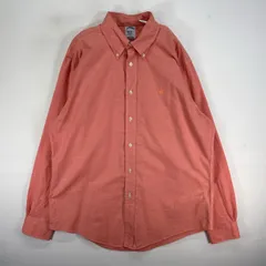 古着 ブルックスブラザーズ Brooks Brothers 長袖シャツ ロゴ 刺繍 ボタンダウン REGENT L  オレンジ系 無地 メンズ