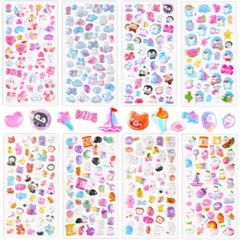 METBOU ぷっくりシール 可愛い 8シート 立体シール ごほうび ステッカー キラキラ 女の子 デコシール