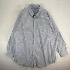 古着 ブルックスブラザーズ Brooks Brothers 長袖シャツ MADISON ボタンダウン 胸ポケ XL  ブルー系 ストライプ メンズ