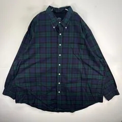 古着 ブルックスブラザーズ Brooks Brothers 長袖シャツ オックスフォード ボタンダウン 胸ポケ 3XL  ネイビー系 チェック メンズ