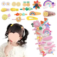 YACHUN ヘアクリップ 髪留め 女の子 髪飾り ヘアピン おしゃれ キッズ 髪ゴム かわいい ヘアアクセサリー 誕生日 プレゼント カラフル かわいい 28点豪華セット(たしょく)