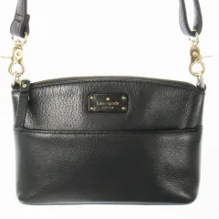 ケイトスペード KATE SPADE ショルダーバッグ クロスボディ レザー 革 シボ革 ロゴプレート 黒 ブラック /CK23 ■GY11
