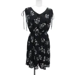 ジルスチュアート JILL STUART ワンピース ノースリーブ 花柄 S 黒 ブラック ひざ丈 フレアシルエット Vネック /PP ■GY58