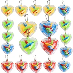 ルボナリエ 3D立体迷路 おもちゃセット 縁日 景品 子供用 ハート 20個 立体迷路 迷路 個包装 (ランダムカラー)