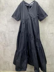 UN3D アンスリード 半袖 ティアード ワンピース マキシ丈 size36/黒 ■◆レディース