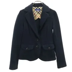 BURBERRY LONDON BLUE LABEL バーバリー ロンドン ブルーレーベル 日本製 チェック柄 ブレザー 38 ネイビー 三陽商会 レディース 古着