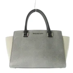 マイケルコース MICHAEL KORS ハンドバッグ PVC レザー 革 ロゴ 配色 バイカラー グレー /CK11 ■GY18