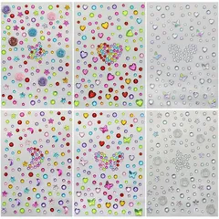 Lamiishop ラインストーン シール 6枚セット フェイスシール キラキラ 子供 3D 顔 デコレーションシール アクリル 宝石 顔に貼る ダンス/化粧/スマホケース飾り DIY用品 デコレーションダンス メイク