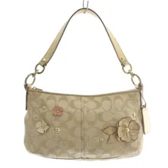 コーチ COACH ハンドバッグ ショルダー 2WAY キャンバス レザー シグネチャー フローラル 花 スタッズ 総柄 ベージュ F19380 /XZ ■GY11