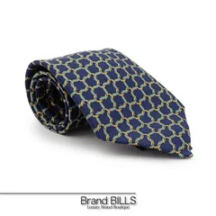 未使用品 HERMES エルメス クラヴァット ネクタイ 7124FA 馬蹄柄 シルク ネイビー イエロー グリーン系 メンズ