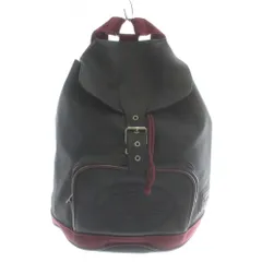 ラコステ LACOSTE ヴィンテージ リュックサック バックパック デイパック レザー ベルト ロゴ 型押し 黒 ブラック バーガンディ /XZ ■GY11