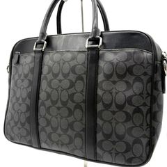 COACH ビジネスバッグ 2WAY シグネチャー ブラックレザーA4可 - メルカリ