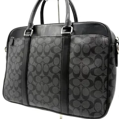 コーチ COACH ビジネスバッグ ブリーフケース シグネチャー PVC レザー ブラック グレー メンズ A4収納可能 通勤 通学 ハンドバッグ トートバッグ 書類かばん ファスナー開閉 大容量 シンプル 高級感