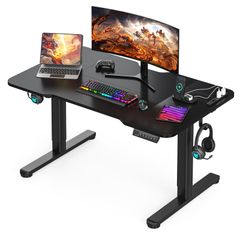 未開封】電動昇降デスク 120cm ゲーミングデスク USB付 ブラック