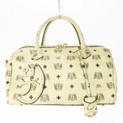 カステルバジャック CASTELBAJAC ハンドバッグ ミニボストン 2way ショルダーバッグ レザー 革 PVC ロゴ モノグラム 白 アイボリー /CK18 ■GY18