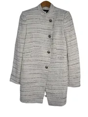 k05250107029　ZARA BASIC　サイズ表記無し　白×黒　　アウター　コートミディアム丈　春夏