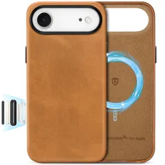 SHIELDON iPhone Air 対応 ベーシックケース 本革レザー 6.5インチ 5G 薄型 ワイヤレス充電対応 磁気充電可 背面保護 軽量 滑り止め 指紋防止 耐久性 カメラ保護 携帯便利 アイホン Air対応 スマホカバー 2025年発売 レトロラ