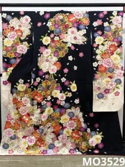 振袖 銀通し ラメ刺繍 金彩 身丈165cm パールトーン加工済 MO3529