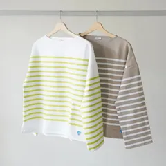 ORCIVAL | WIDE BODY BOAT NECK P.O. (white x neon/taupe x white) size 1 | オーシバル ボートネック ボーダー