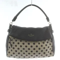 ケイトスペード KATE SPADE ハンドバッグ ショルダー 2WAY 牛革 レザー キャンバス 水玉 ドット柄 ロゴ 黒 ブラック ベージュ /XZ ■GY11