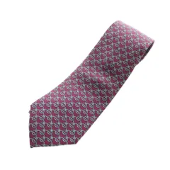 エルメス HERMES ネクタイ レギュラータイ ロープ 総柄 ロゴ 絹 シルク 赤 レッド ■GY19 /MQ ■OH