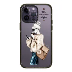CASETiFY インパクト iPhone 14 Pro Max ケース [MIL規格準拠 (4x MIL-STD-810G)/2.5mからの落下試験をクリア] - Girl And Coffee - グロッシー ブラック