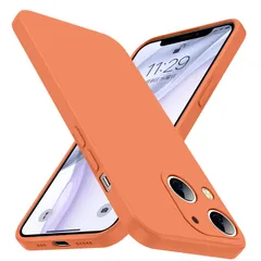 Tgaoleyd 対応 iPhone 13 用ケース シリコン 耐衝撃 衝撃吸収 ストラップホール付き 指紋防止 アイフォン 13 用ケース レンズ保護 tpu 6.1インチ 一体型液状シリコンカバー 薄型 軽量 人気 橙色 D76-189