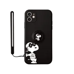 iPhone 14Proケース リング付きスマホケース ストラップ付 スマホカバー スヌーピー キャラクター シリコン 落下防止 ストライプ 耐衝撃 防塵 割れない おしゃれ かわいい おもしろ クリスマス 誕生日 プレゼント スマホカバー ケース 一体型 (