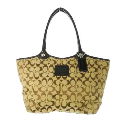 コーチ COACH トートバッグ キャンバス レザー 革 シグネチャー ロゴ 茶 ブラウン F14385 /CK10 ■GY18