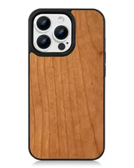 【JAC】 iphone14Proケース ウッド 北欧風天然木 お洒落 アイフォン14Proケース 高級 耐衝撃 ワイヤレス充電対応 日本企画品 (iPhone14Pro, チェリー)