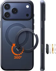 TORRAS iPhone 17 Pro Max 用 ケース【多機能一体・360°新定点回転スタント?】 Magsafe対応 【Ostand Q3 Spin】高耐久性 耐衝撃 セ?ンマイ式スタント? リンク? 縦横両対応 マク?ネット搭載 急速充電対応 指紋防