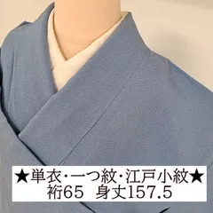 単衣・一つ紋・江戸小紋】裄65 身丈157.5 袖49.5 単衣 正絹 縫い一つ紋