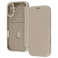 レイ・アウト iPhone 17用 ケース 手帳型 クリア フリップ 背面クリア 耐衝撃 マグネット 衝撃吸収 透明 保護 シンプル カバー スマホカバー スマホケース ベージュ