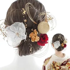 LALALA beauty flowers 成人式・卒業式に映える 華やか髪飾り 胡蝶蘭シリーズ 振袖 七五三 花火大会 二十歳の集い ハンドメイド (ワインレッド［3467］)