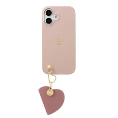 [LANVIN en Bleu] iPhone 17用スマホケース スリムラップケース Slim Wrap Case with Heart Mirror Charm 正規品 ランバンオンブルー (Pink)