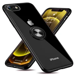 iPhone 6s Plus 用 ケース iPhone 6 Plus 用 ケース リング付き クリア 耐衝撃 スタンド機能 透明 TPU 車載ホルダー対応 落下防止 防塵 薄型 軽量 一体型 変形防止 全面保護カバー アイフォン6 Plus 用 ケース 黒 W