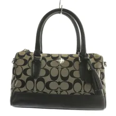コーチ COACH ハンドバッグ ショルダー 2WAY キャンバス レザー シグネチャー 総柄 ロゴ 黒 ブラック /XZ ■GY18