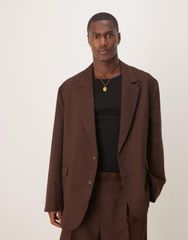 エイソス メンズ アウター ジャケット・ブルゾン ASOS DESIGN slouchy oversized suit jacket BROWN ブラウン