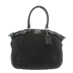 コーチ COACH マディソン ハンドバッグ ショルダー 2WAY キャンバス レザー ギャザード シグネチャー 総柄 ロゴ 黒 ブラック 18928 /XZ ■GY11