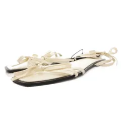 ザラ ZARA タグ付き サンダル フラット リボン バイカラー 40 ホワイト ブラック /FF