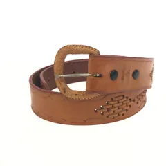 レザー レザーカーヴィング ベルト  編み込み    ブラウン レディース / 240001195491