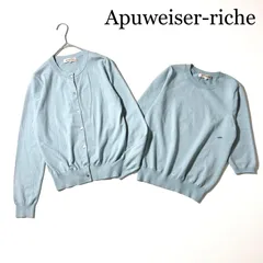 3334y【美品】アプワイザーリッシェ アンサンブルカーディガンセット 水色　M